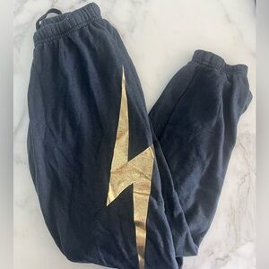 Aviator Nation gold lightening bolt sweatpants